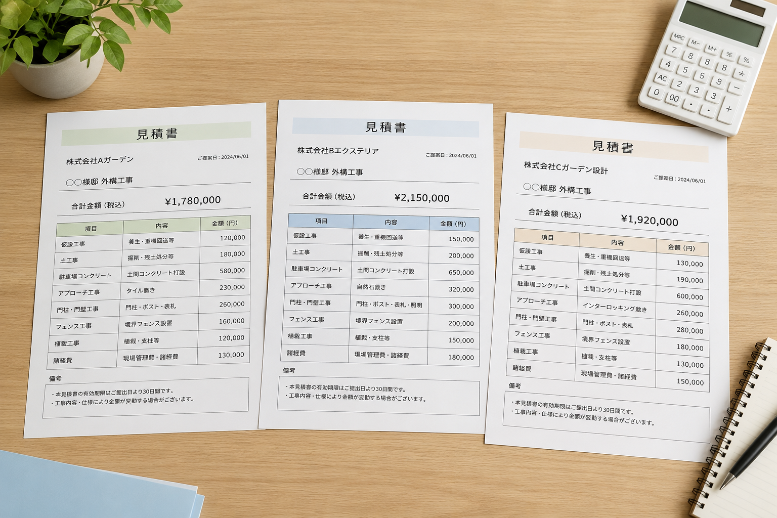 外構工事の見積もり比較