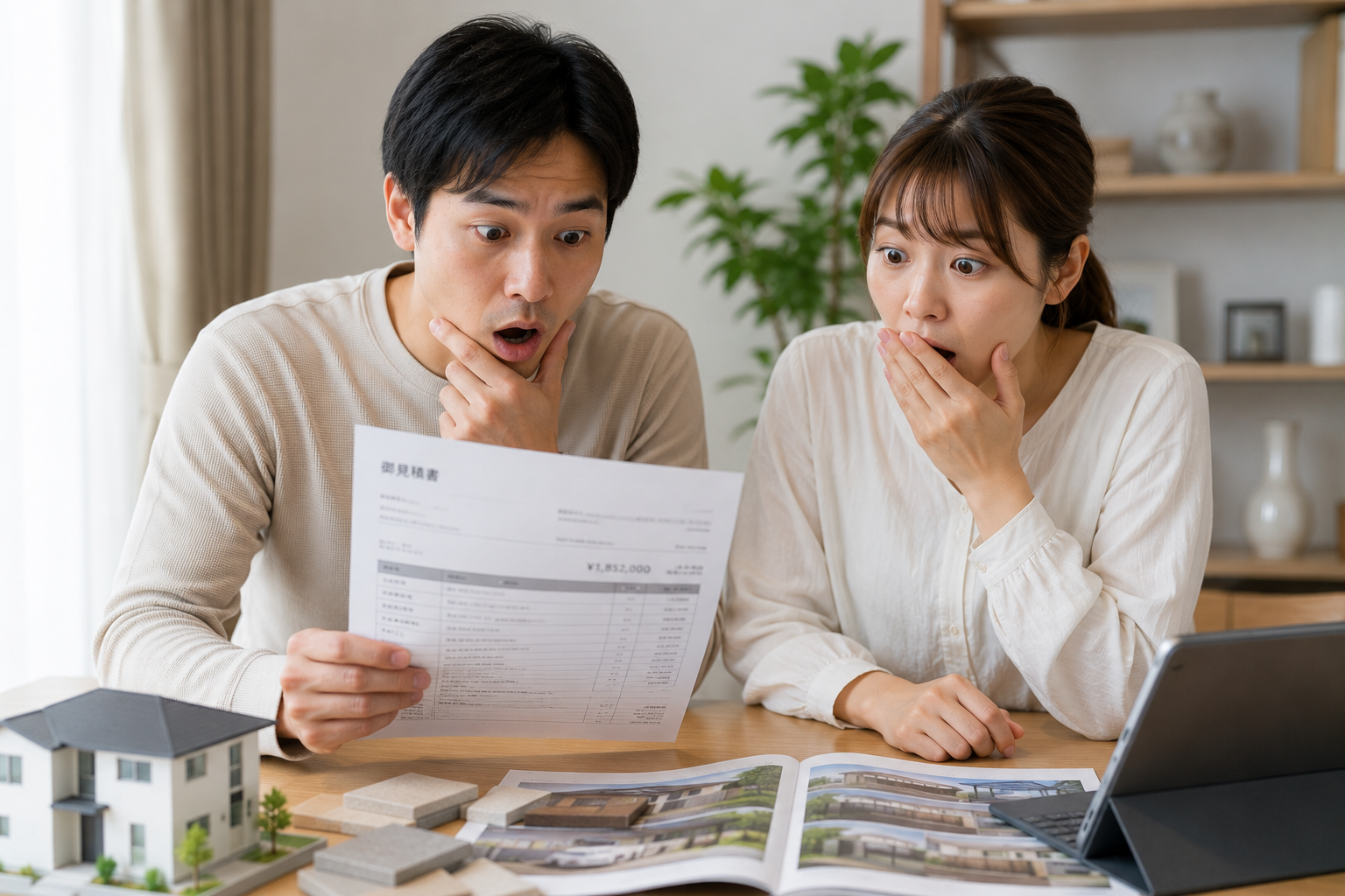 見積書を見ている夫婦