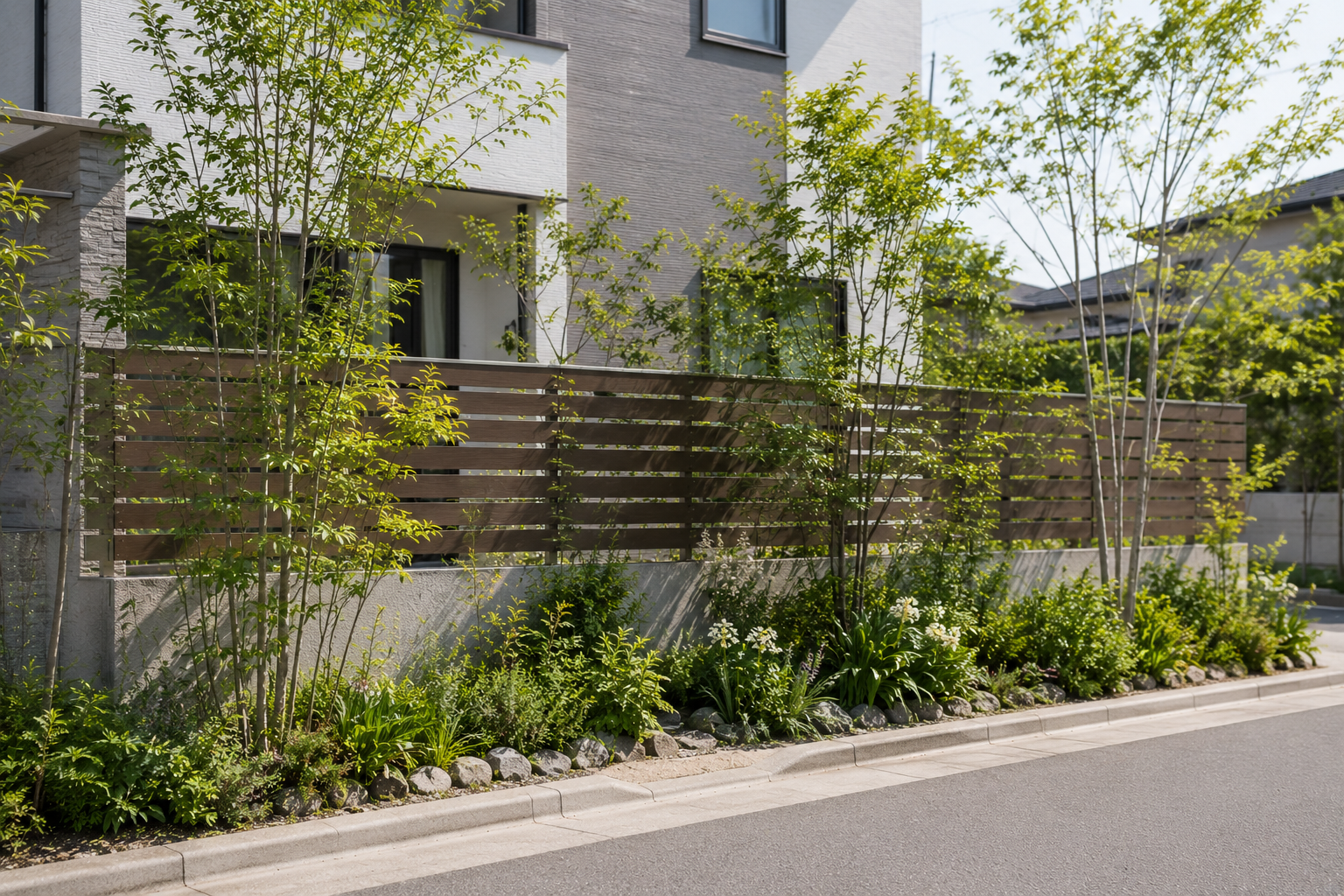 植栽と組み合わせた目隠しフェンスイメージ